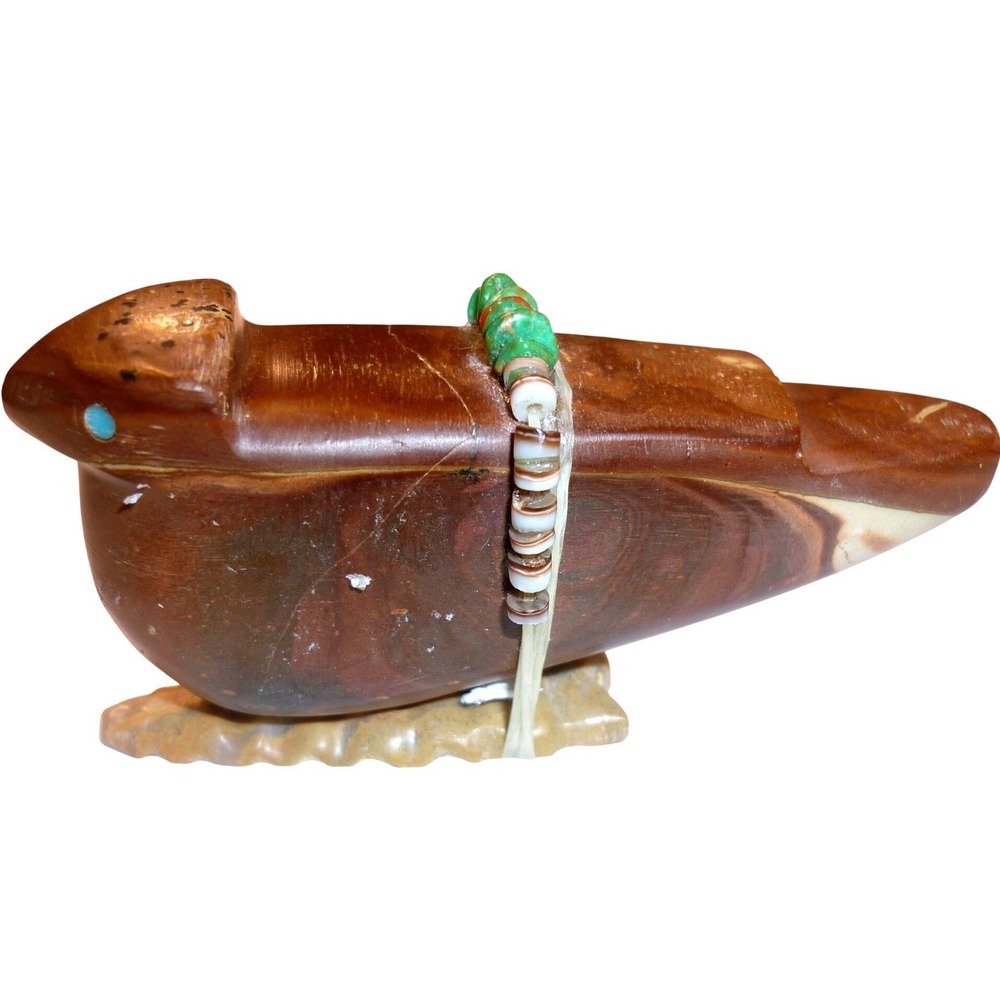 Zuni Bird Fetish Nesting Eagle Jasper Turquoise Arrowhead Base 2.25 inch